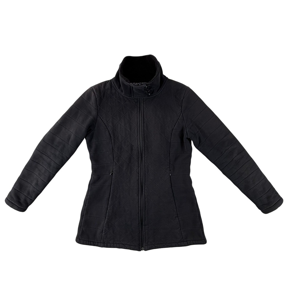 The North Face Caroluna Quilted Fleece Jacket Womens Medium Black Funnel Neck